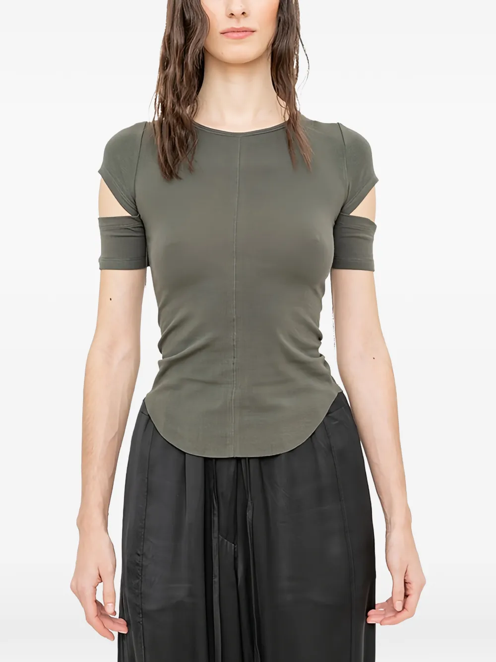 Andrea Ya'aqov cut-out curved-hem T-shirt - Verde