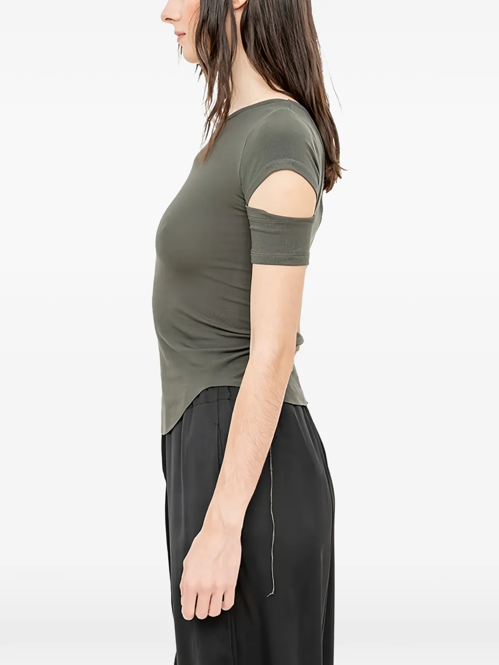 Andrea Ya'aqov T-shirt met gewelfde afwerking en uitgesneden details Bruin