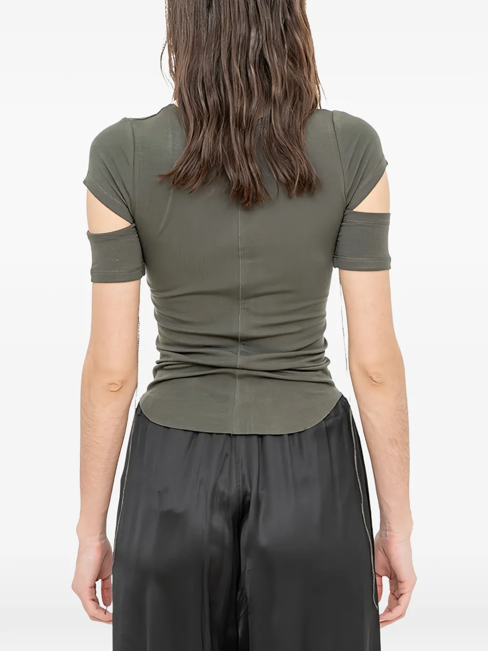 Andrea Ya'aqov T-shirt met gewelfde afwerking en uitgesneden details Bruin
