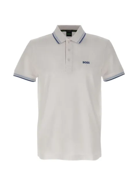 BOSS striped-trim pique polo shirt