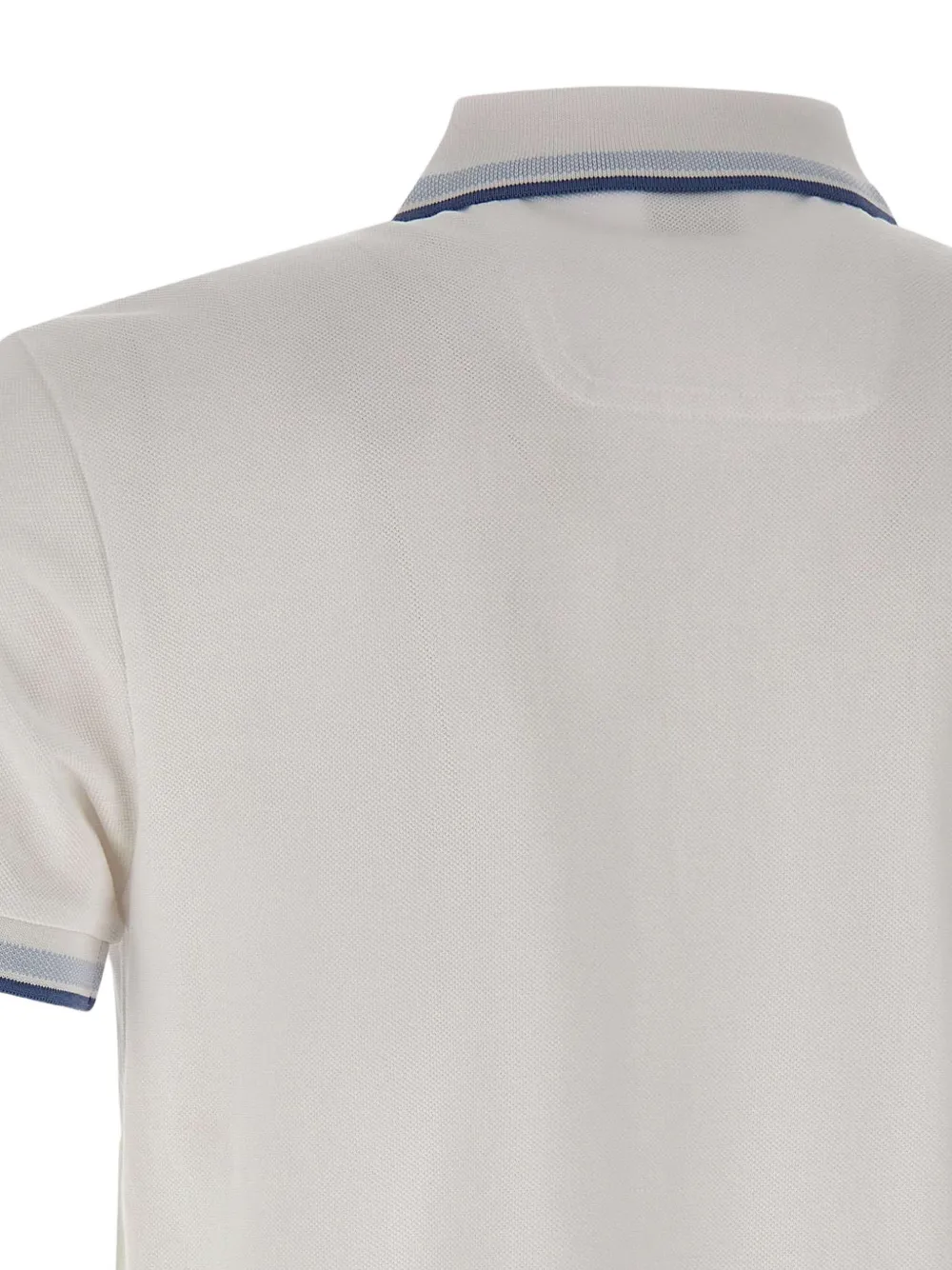 BOSS Pique poloshirt met gestreepte afwerking Wit