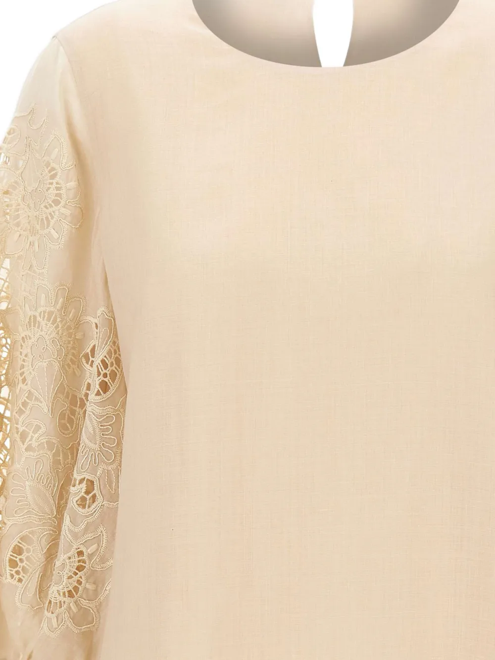 Max Mara Blouse met macramé mouwen Beige