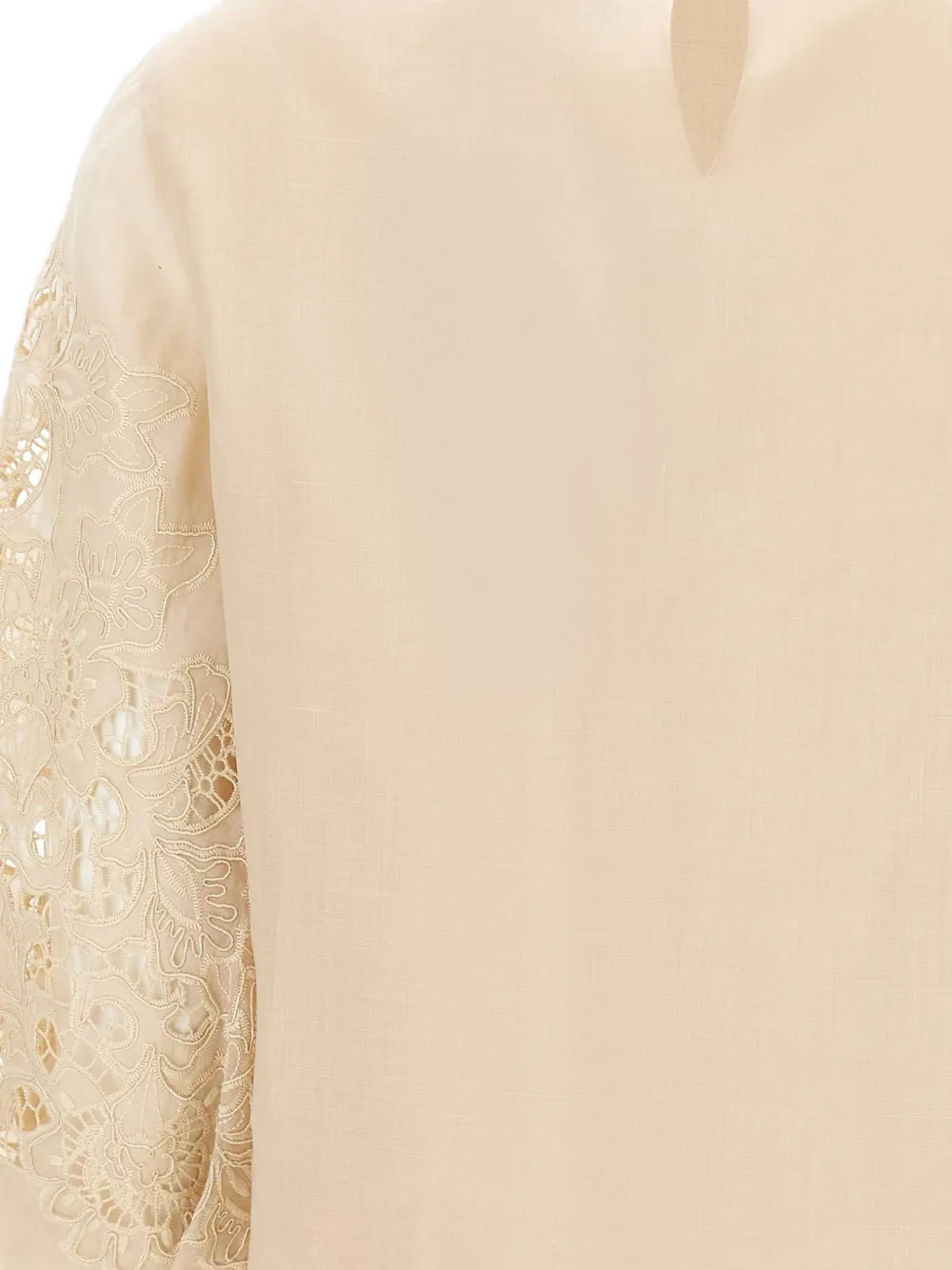 Max Mara Blouse met macramé mouwen Beige