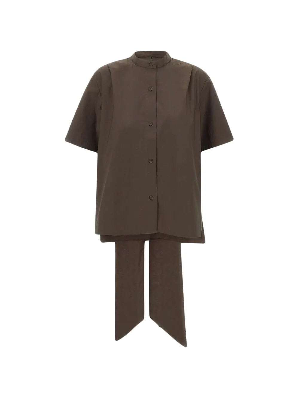 The Garment Cyprus Scarf mandarin collar hanging bands shirt - Marrone