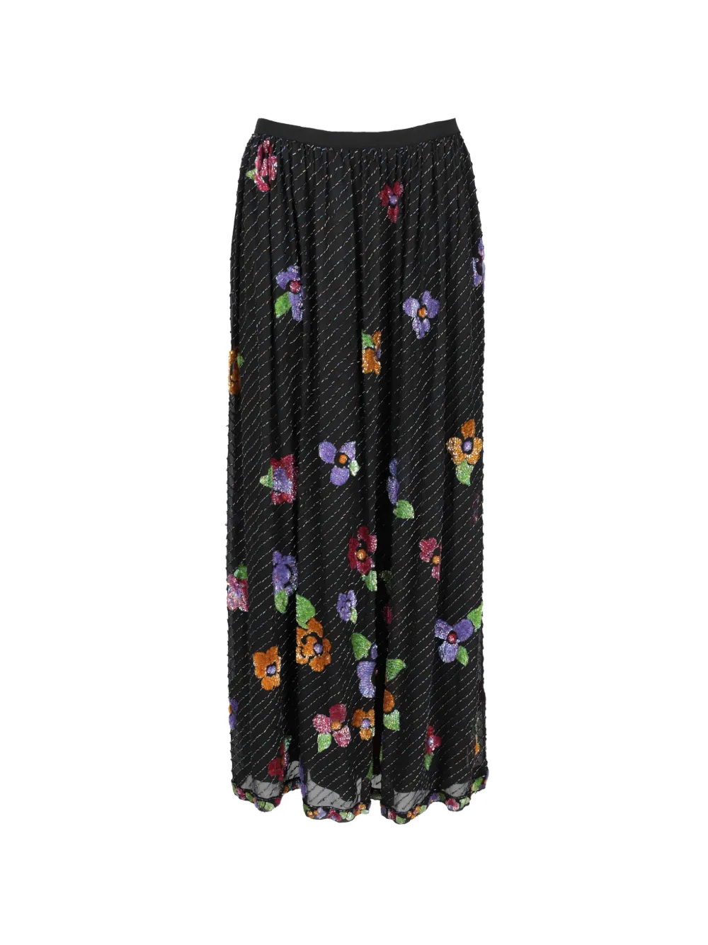 Vintage beaded floral skirt - Nero