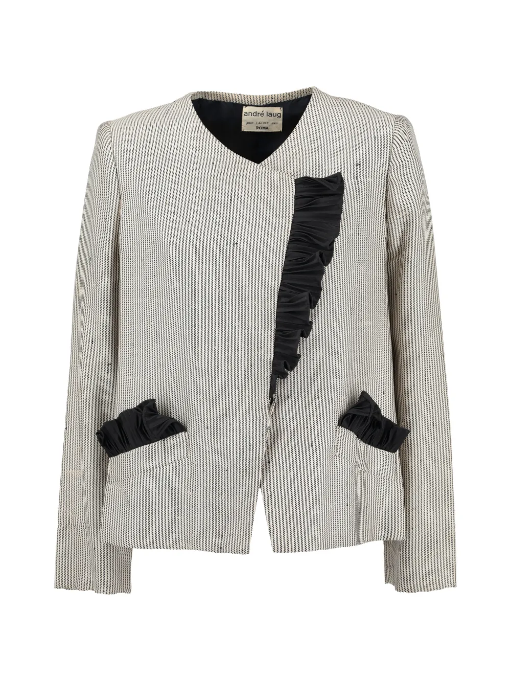 Andrè Laug Vintage striped ruffle jacket - Toni neutri