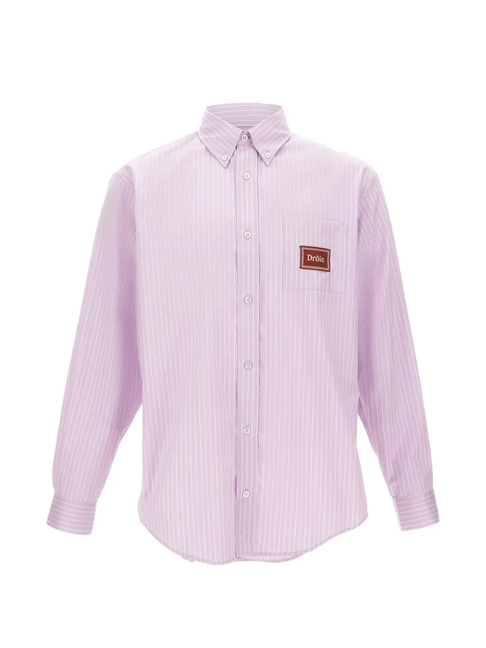 Drôle De Monsieur Rayée Drôle striped patch chest-pocket shirt - Rosa