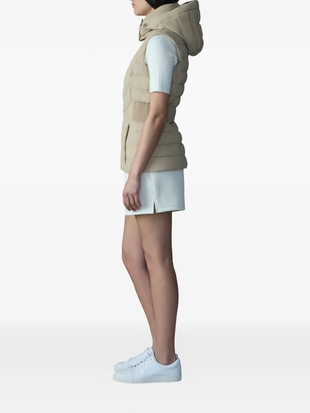  Mackage Hoshi Hooded Chevron Quilted Vest - Neutrals 