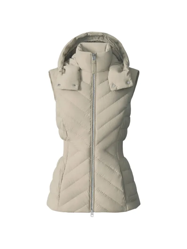 Mackage Hoshi Hooded Chevron Quilted Vest in Neutrals