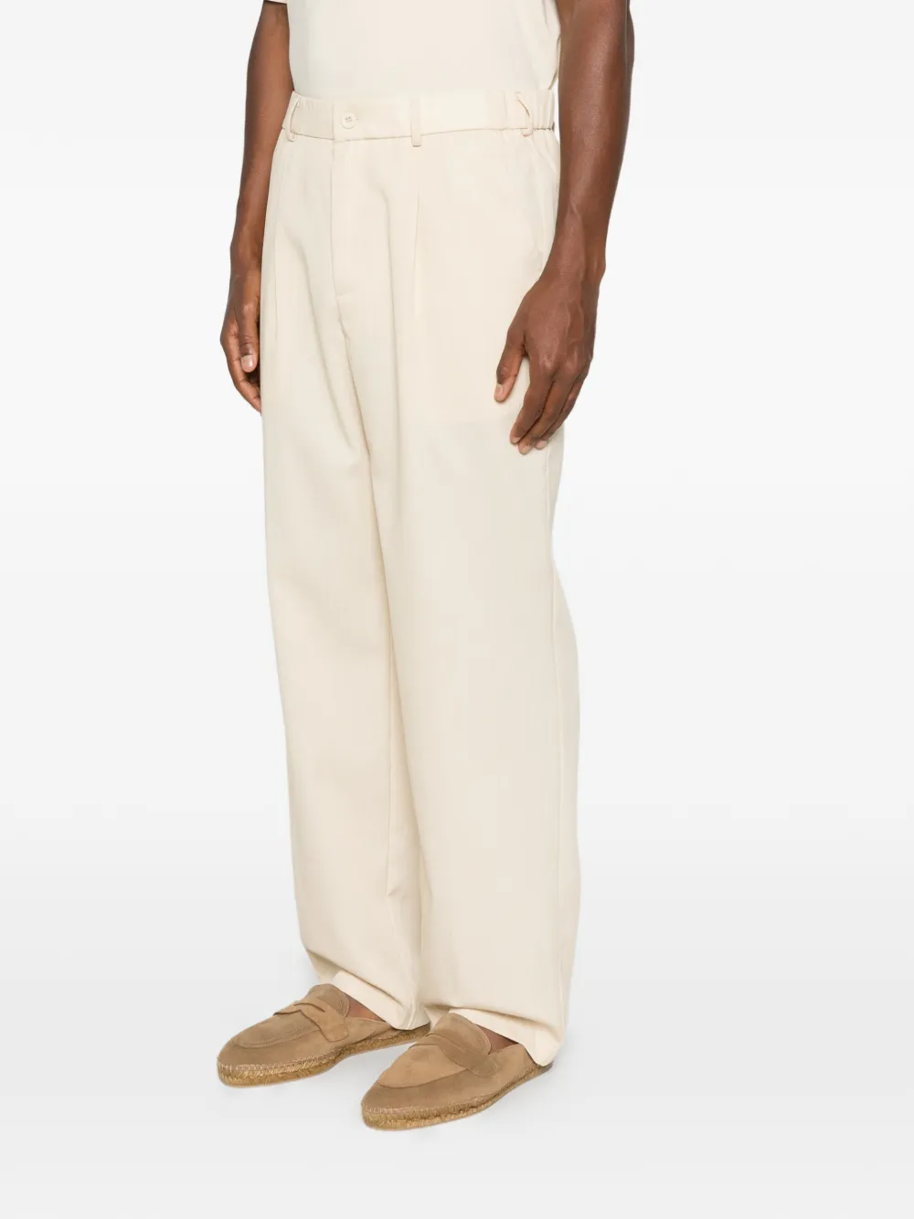  Imperial Pantalon Droit à Design Plissé - Tons Neutres 