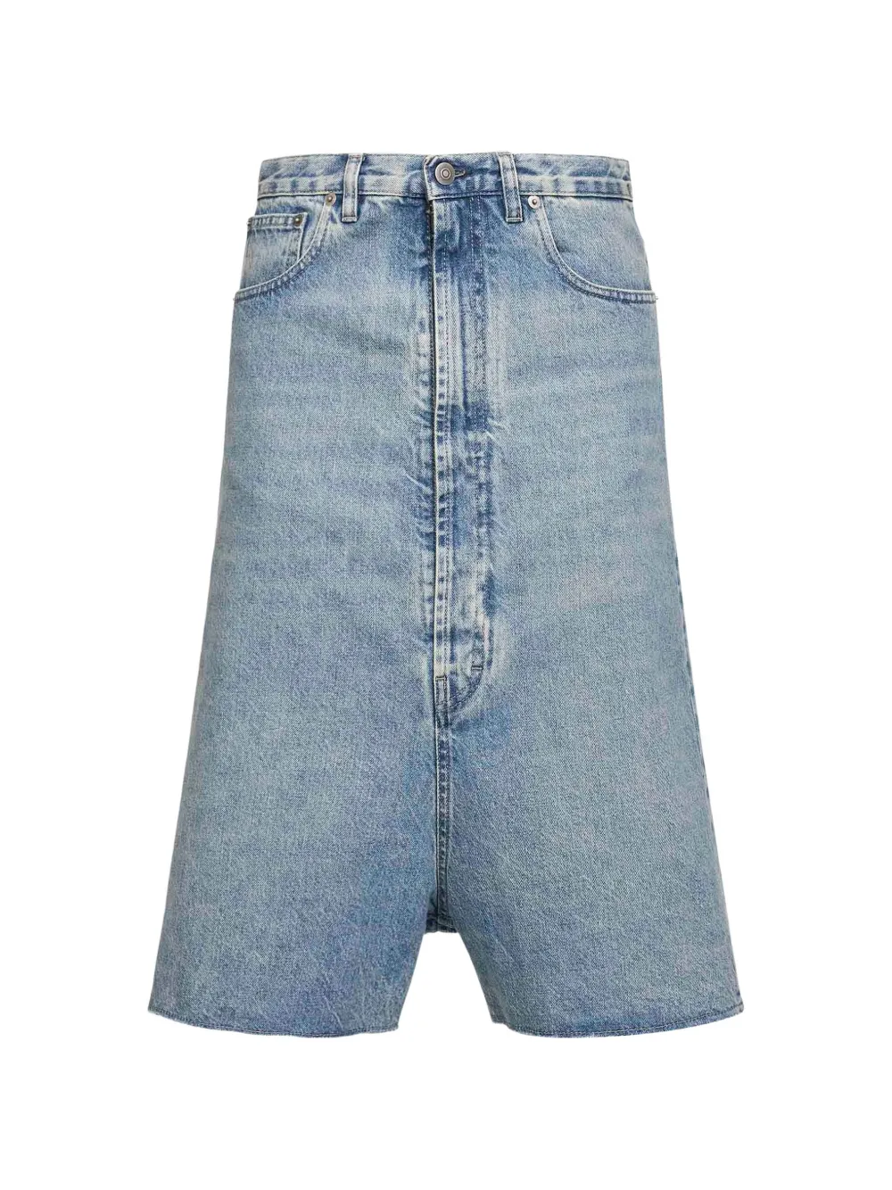 Maison Margiela frayed dropped-rise denim shorts - Blau
