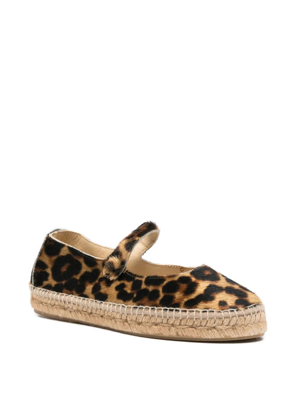Manebi Espadrilles met klittenband en luipaardprint Beige
