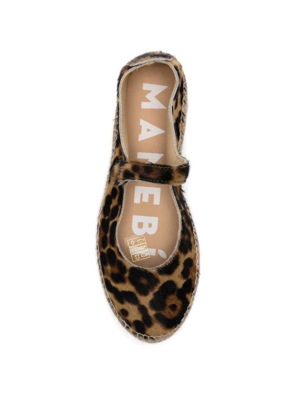 Manebi Espadrilles met klittenband en luipaardprint Beige