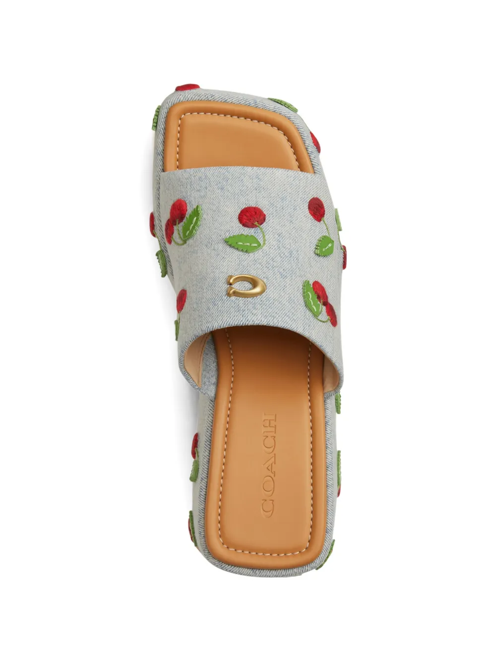 Coach cherry-embroidered wedge sandals Blauw