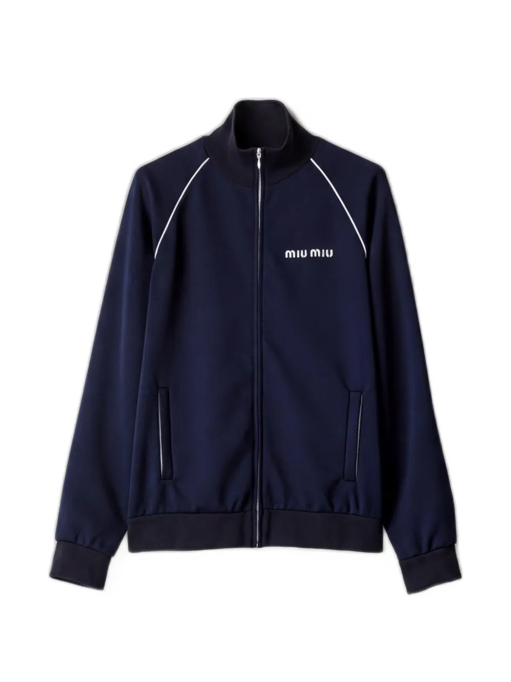 Miu Miu logo-detail zip-fastening sweatshirt - Blu