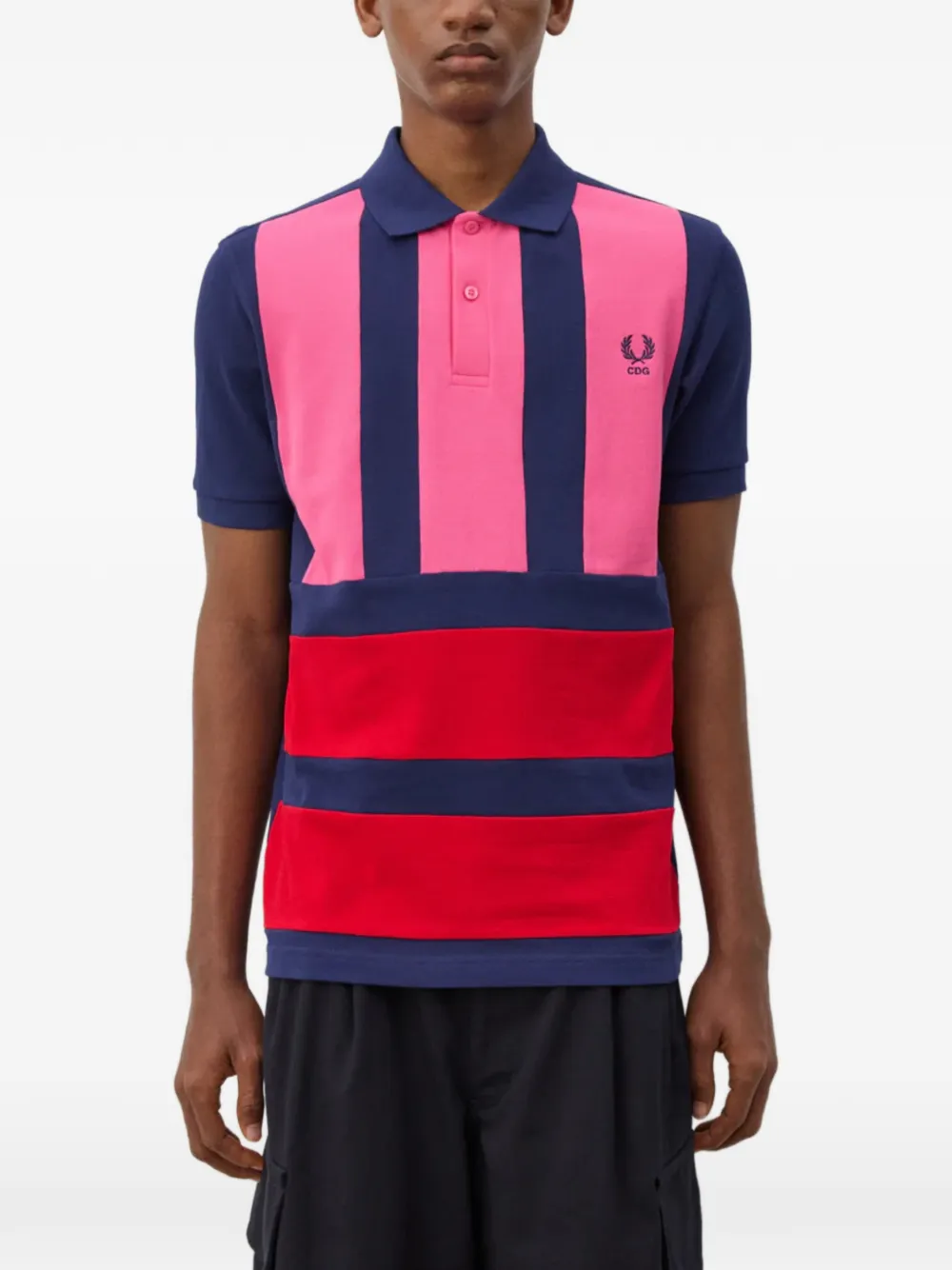 Comme Des Garçons Shirt x Ferd Perry gestreept poloshirt met korte mouwen Blauw