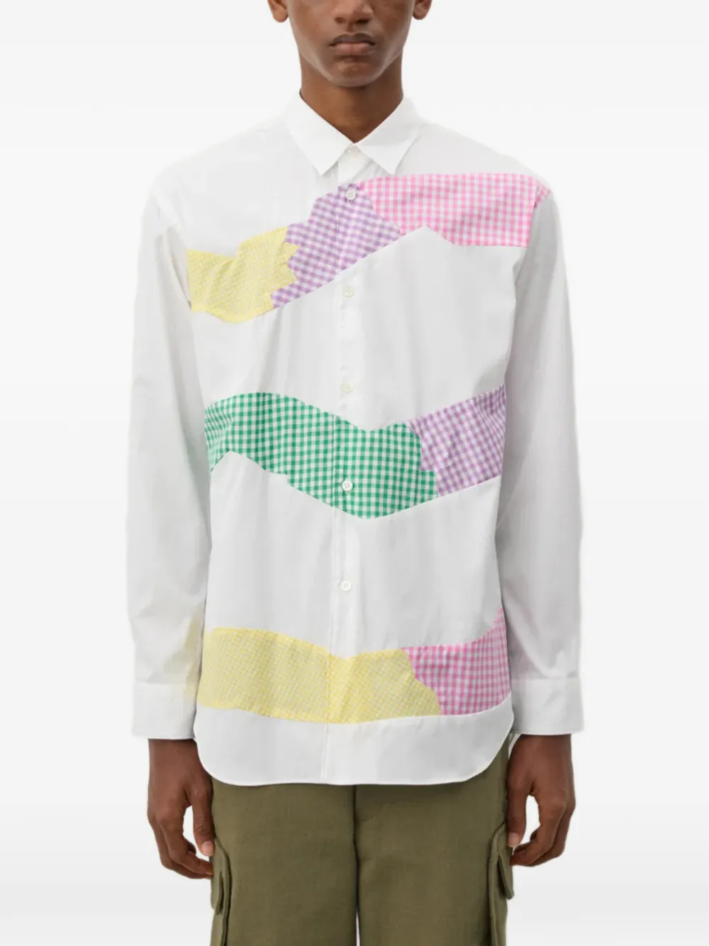 Comme Des Garçons Shirt Overhemd met gingham ruit en patchwork Wit