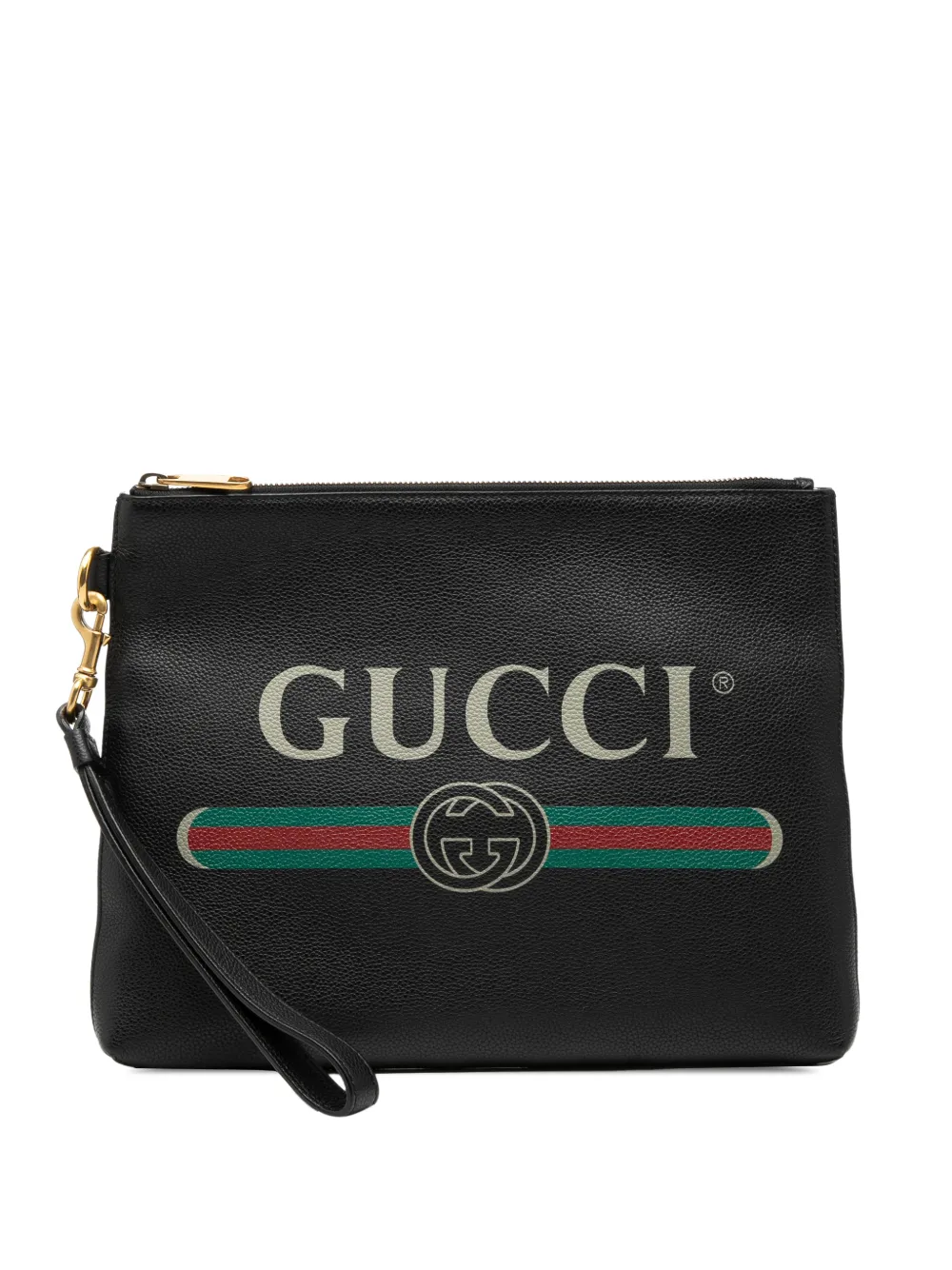 Gucci Pre-Owned 2000-2015 Leather Logo clutch bag - Nero