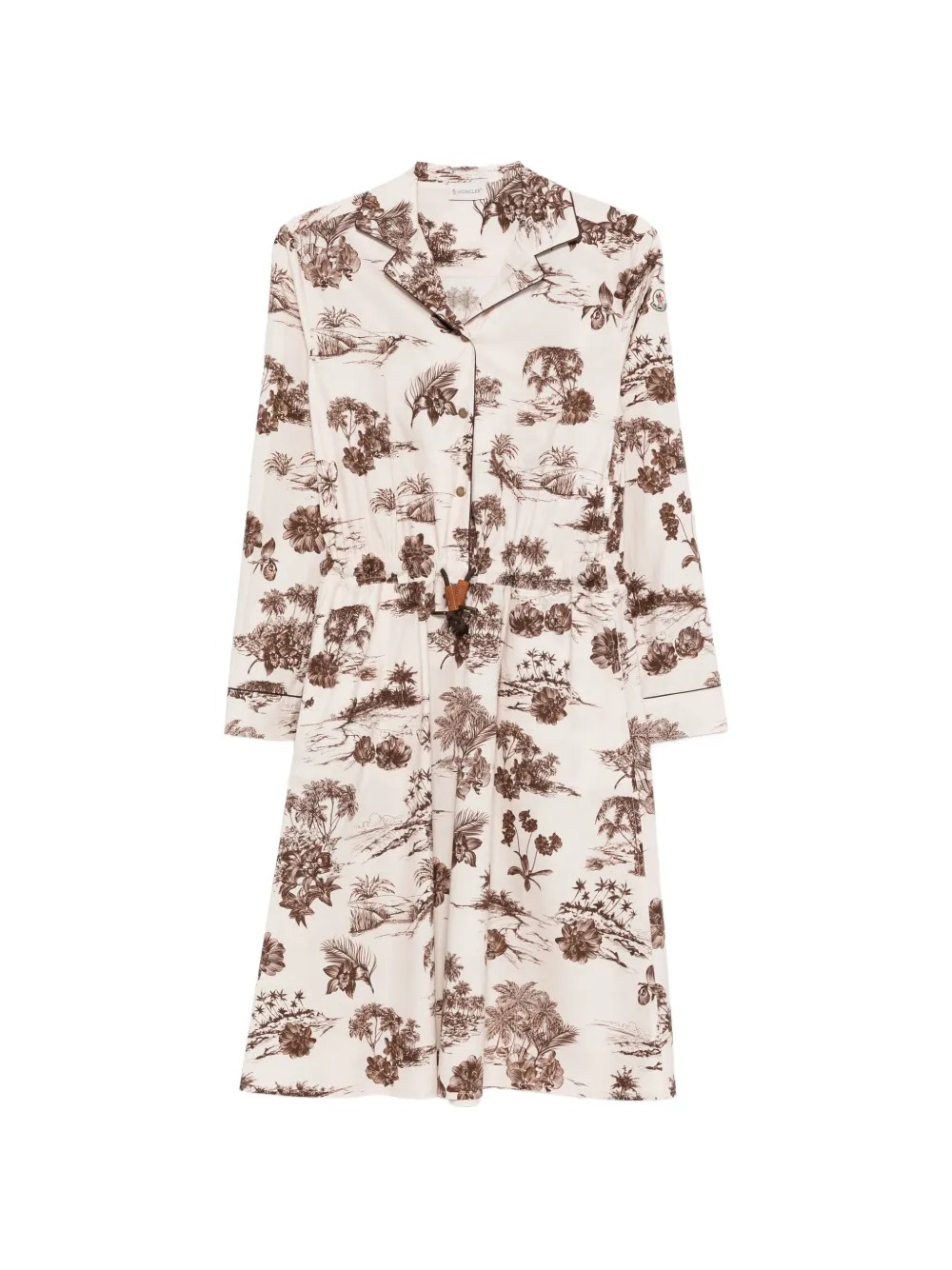 Moncler Midi-jurk met trekkoord en bloemenprint Beige
