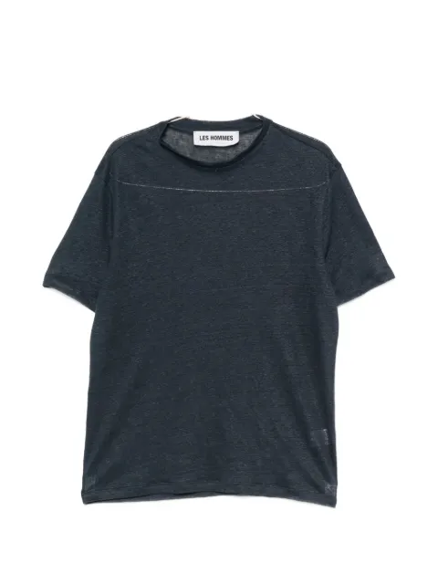 Les Hommes Urban logo-plaque linen T-shirt