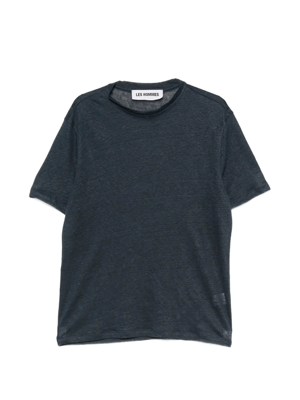 Les Hommes Urban logo-plaque linen T-shirt - Blu