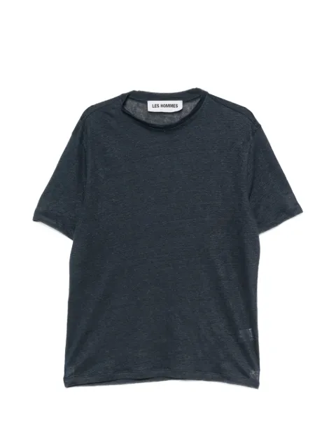 Les Hommes Urban logo-plaque linen T-shirt