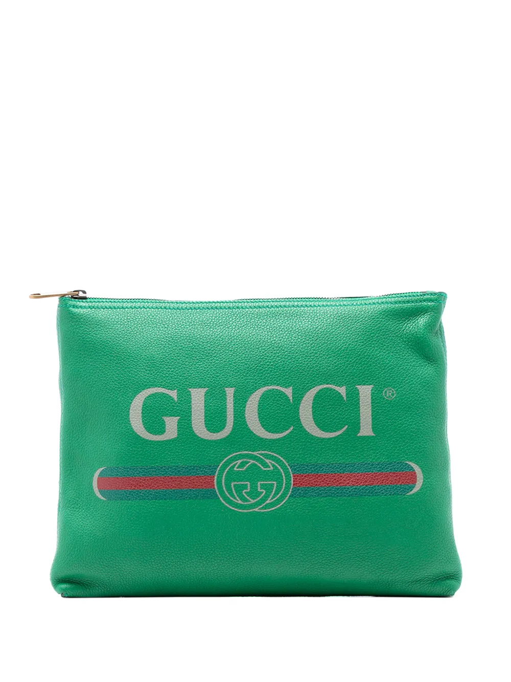 Gucci Pre-Owned 2016-2026 Medium Leather Logo Portfolio clutch bag - Verde