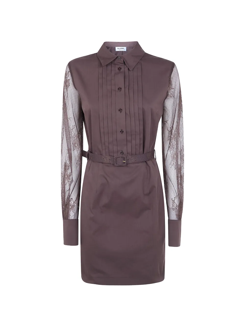 Blugirl lace-panel pintuck dress - Marrone