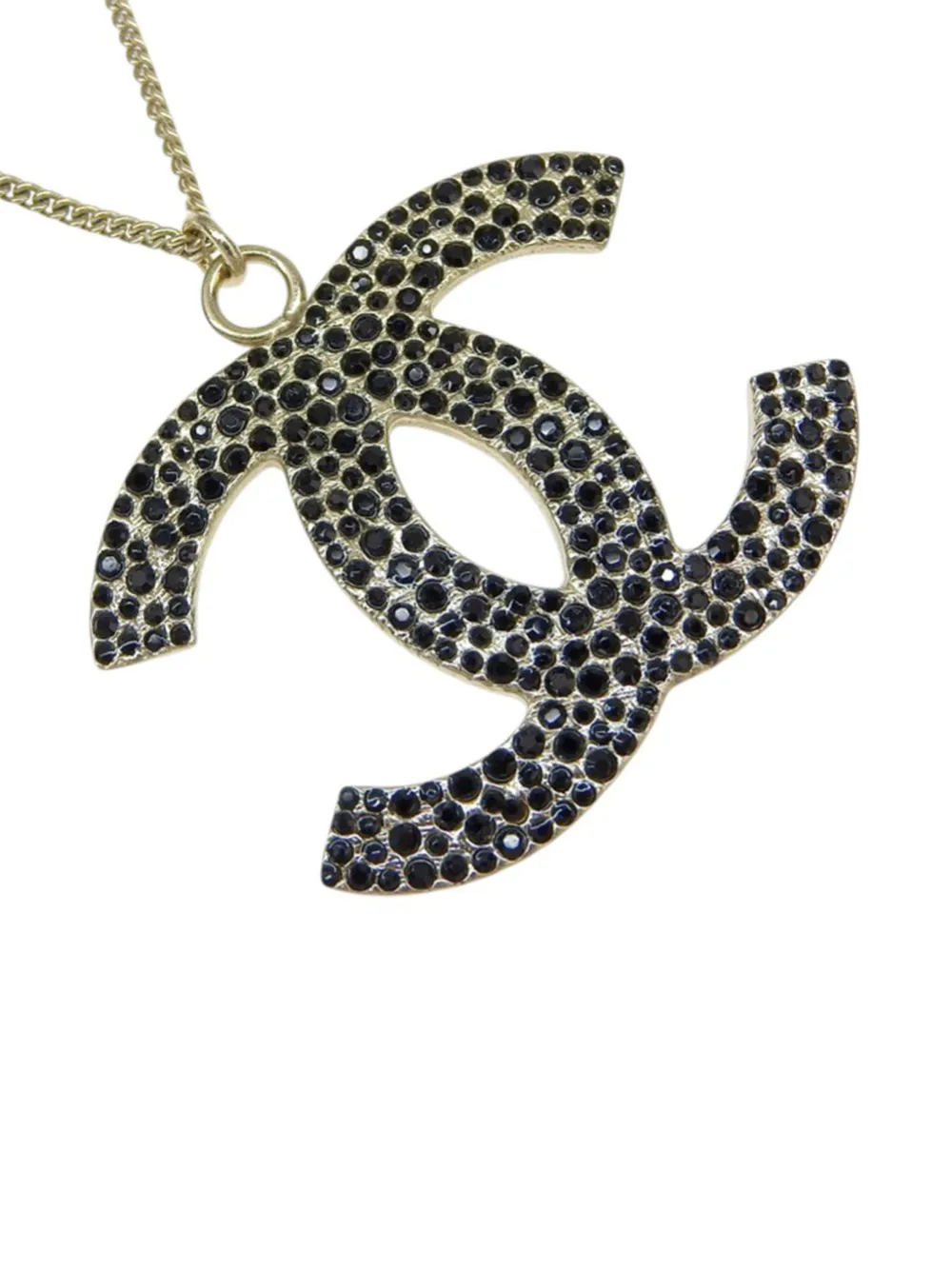 CHANEL Pre-Owned 2008 CC Gold Plated Rhinestone Pendant Necklace costume necklace - Nero