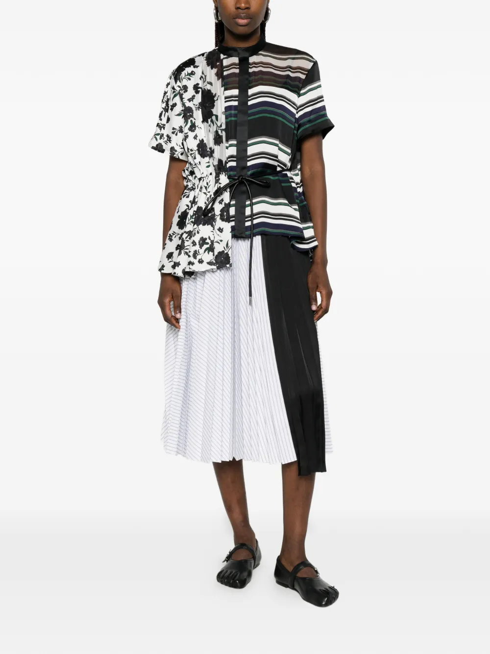 sacai Gestreepte midi-rok Wit