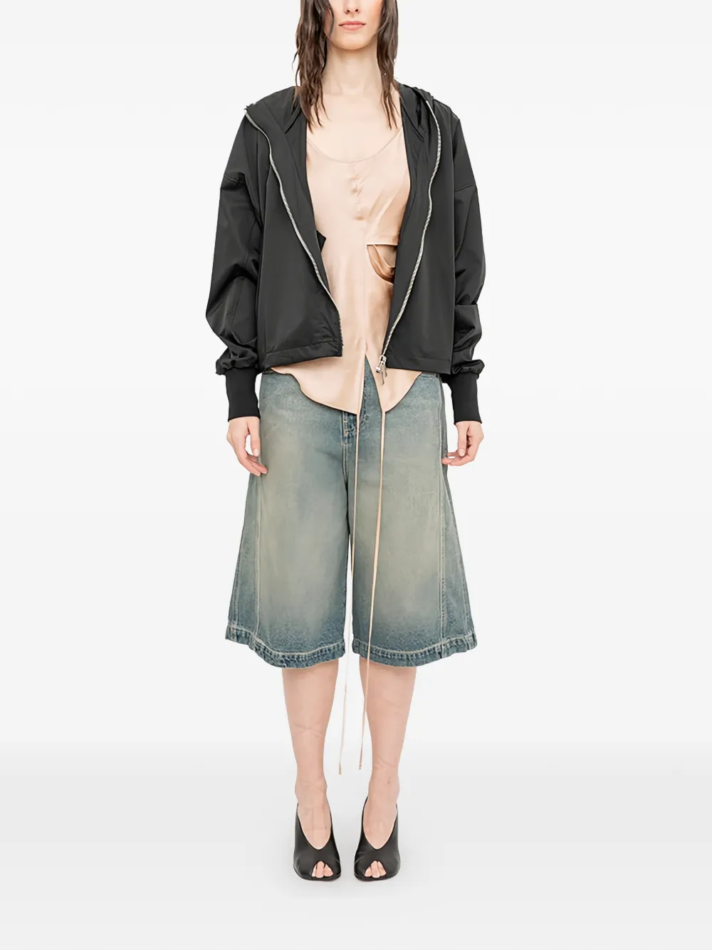 Andrea Ya'aqov Oversized jack met capuchon Zwart