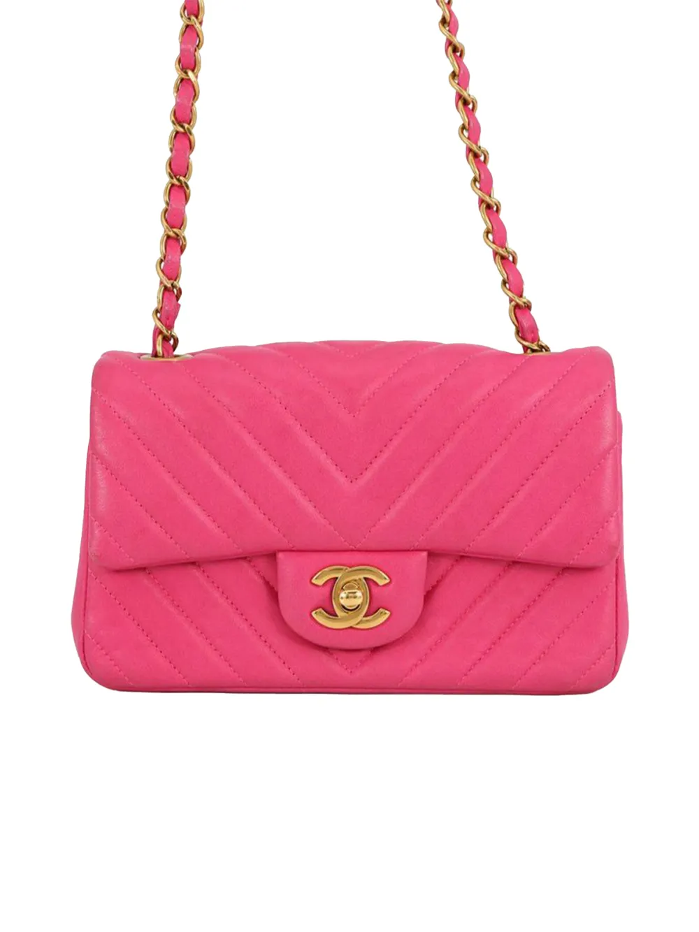 CHANEL Pre-Owned 2015-2016 Mini Rectangular Classic Chevron Lambskin Single Flap crossbody bag - Rosa