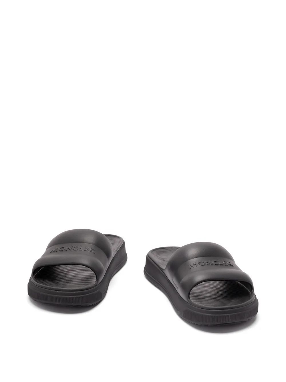 Moncler embossed logo slides Zwart