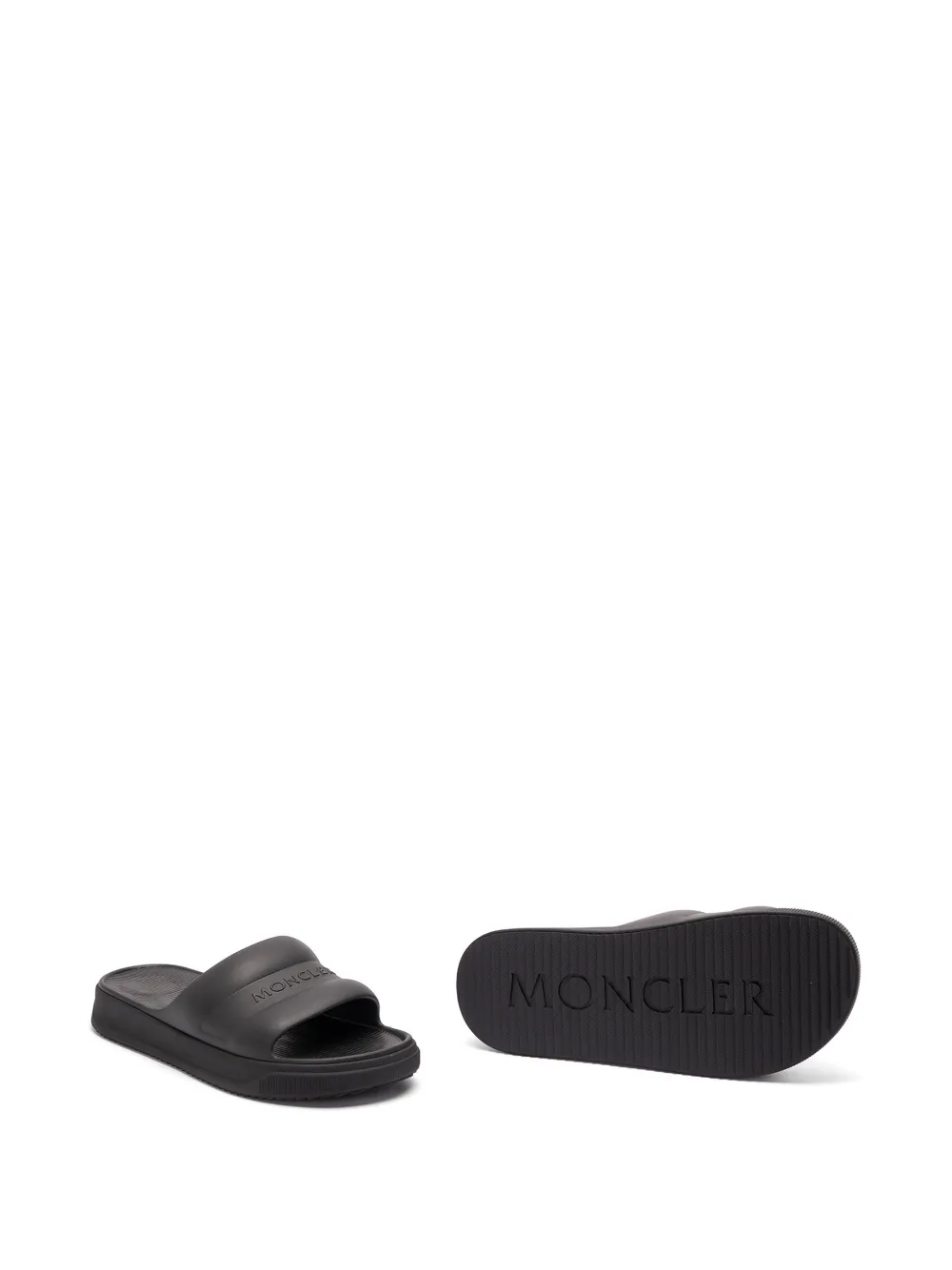 Moncler embossed logo slides Zwart