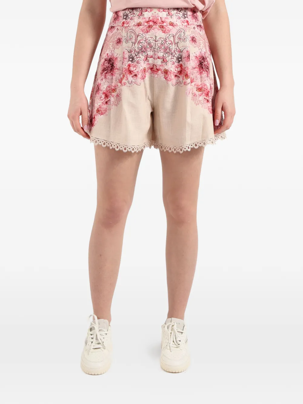 AMOSA floral lace shorts - Pink