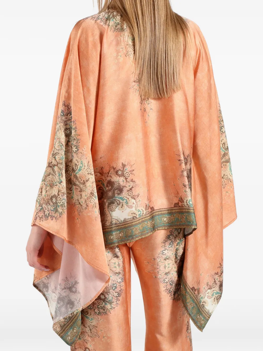  Amosa Scalloped Floral Print Shirt - Orange 
