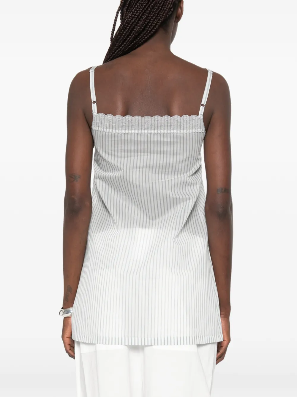 Low Classic Gestreepte jurk met kanten afwerking Wit