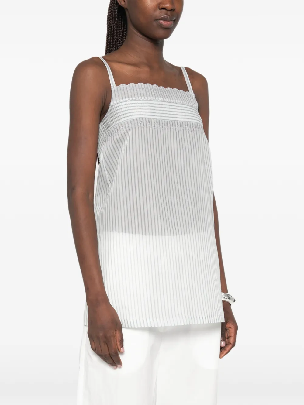Low Classic Gestreepte jurk met kanten afwerking Wit
