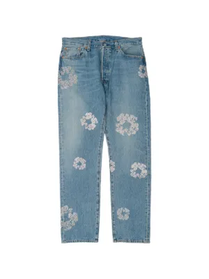 Denim Tears x Levi's コットンリースプリント ストレートジーンズ