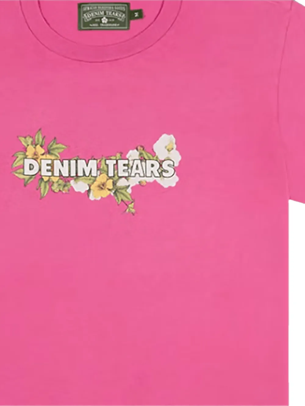 Denim Tears T-shirt met bloemenlogo Roze