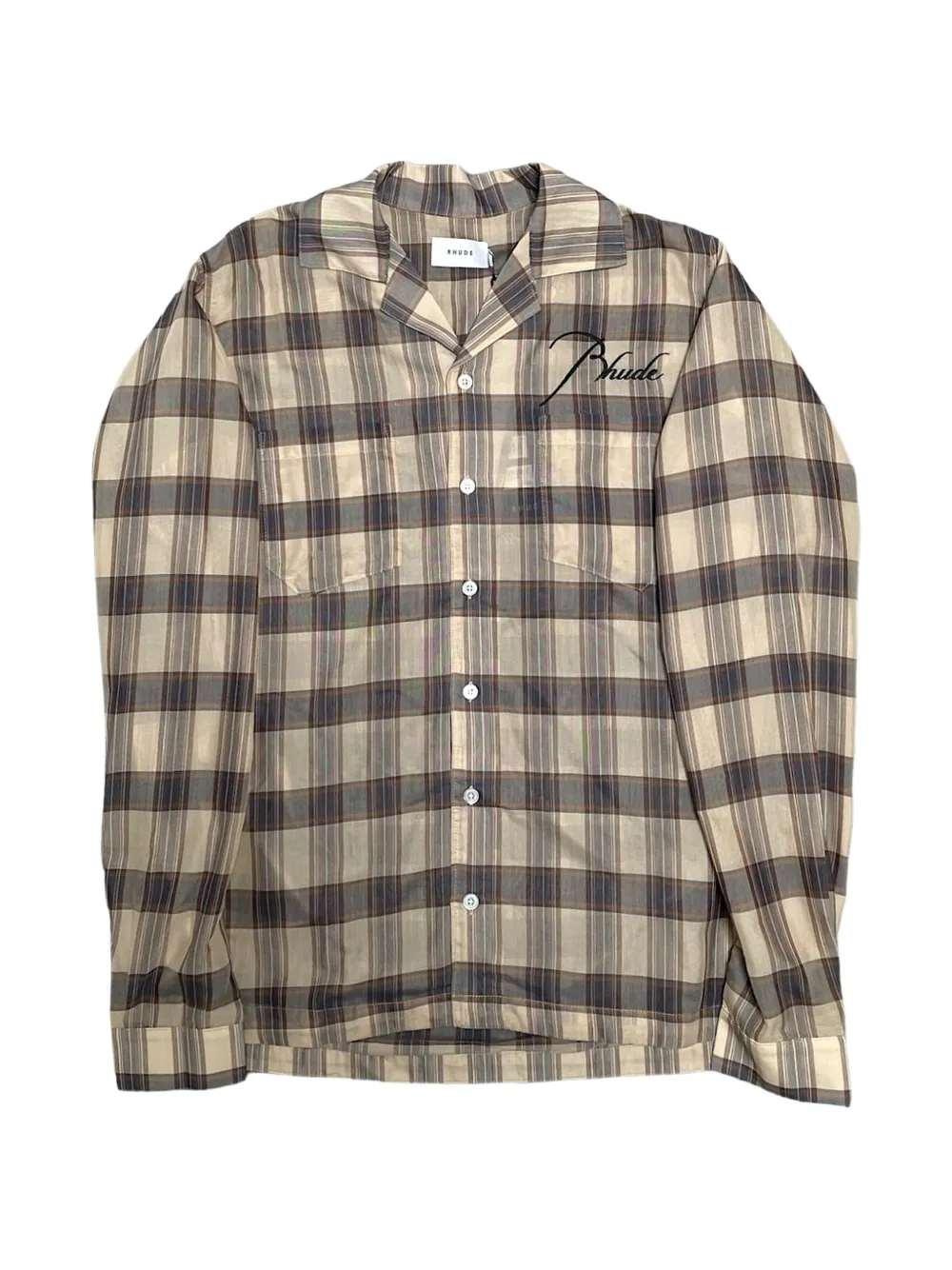 RHUDE sheer plaid-print shirt - Toni neutri
