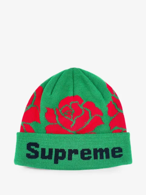Supreme rose-knit beanie hat