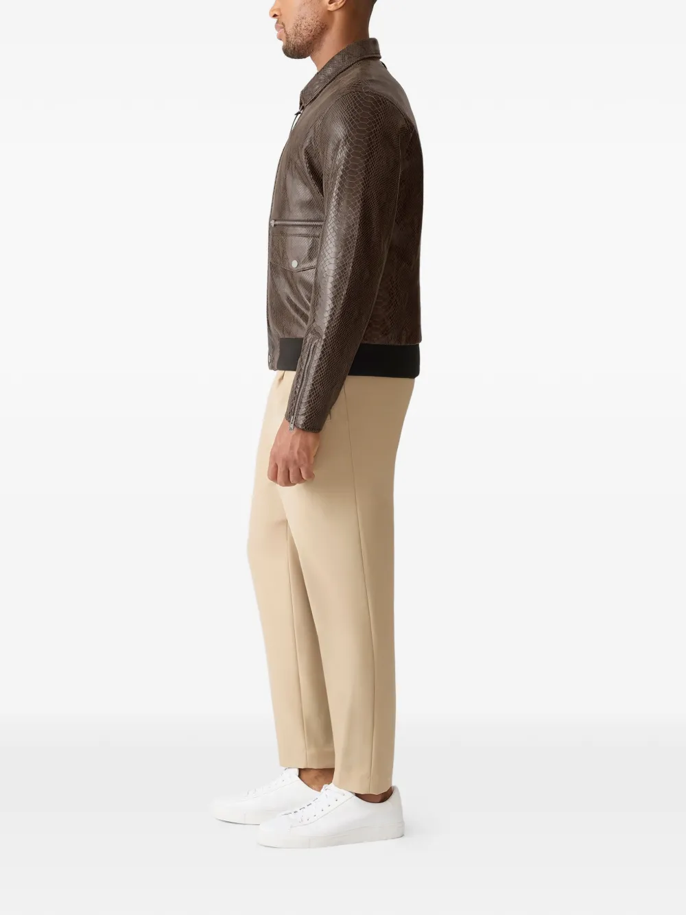  Mackage Jakari-snk Snakeskin-effect Zipped Leather Jacket - Brown 