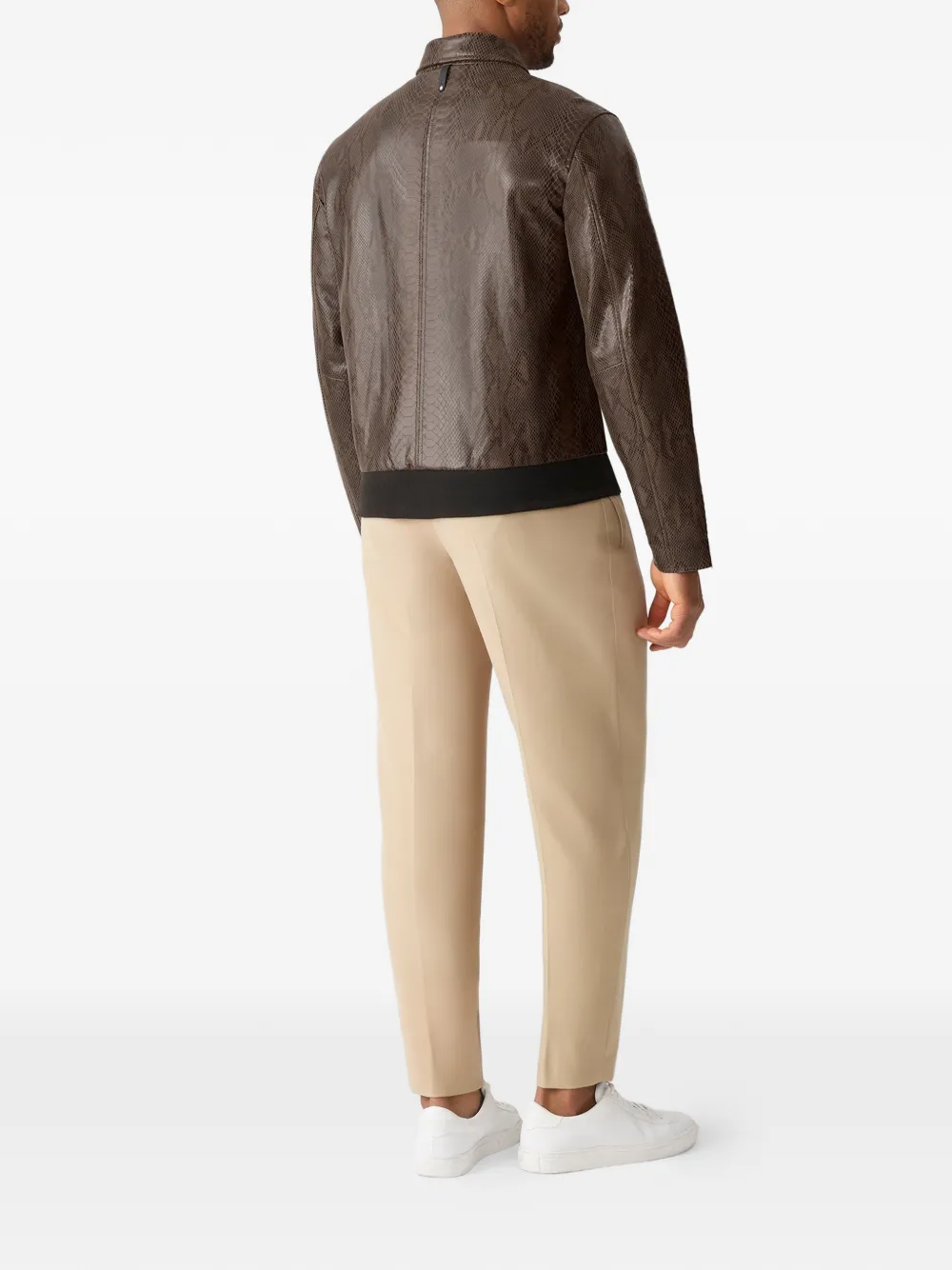 Mackage Jakari-Snk snakeskin-effect Zipped Leather Jacket | Brown