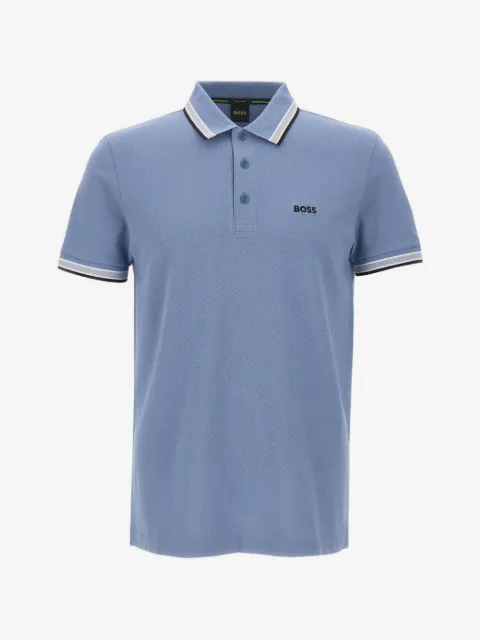 BOSS playera tipo polo de piqué con motivo de rayas