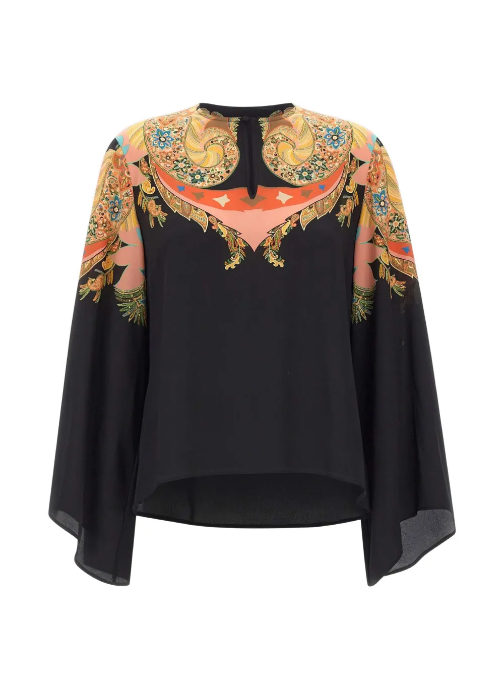 ETRO flared-sleeve paisley blouse - Nero