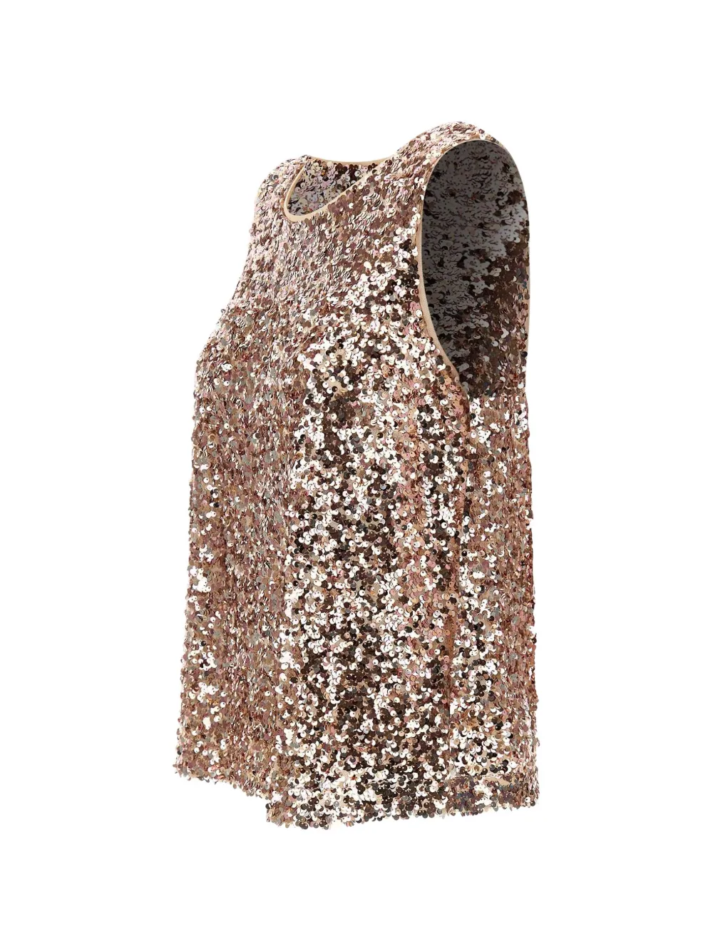  Elena Miro` Sequin Round-neck Top - Gold 