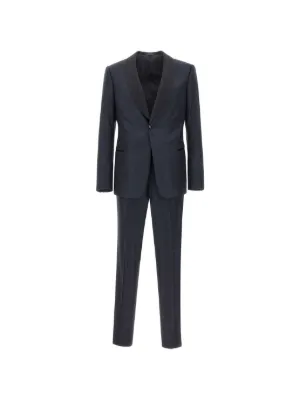 Emporio Armani peaked-lapel satin-trimmed Suit | Purple | FARFETCH