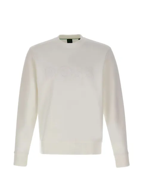 BOSS ribbet sweatshirt med rund hals og logo