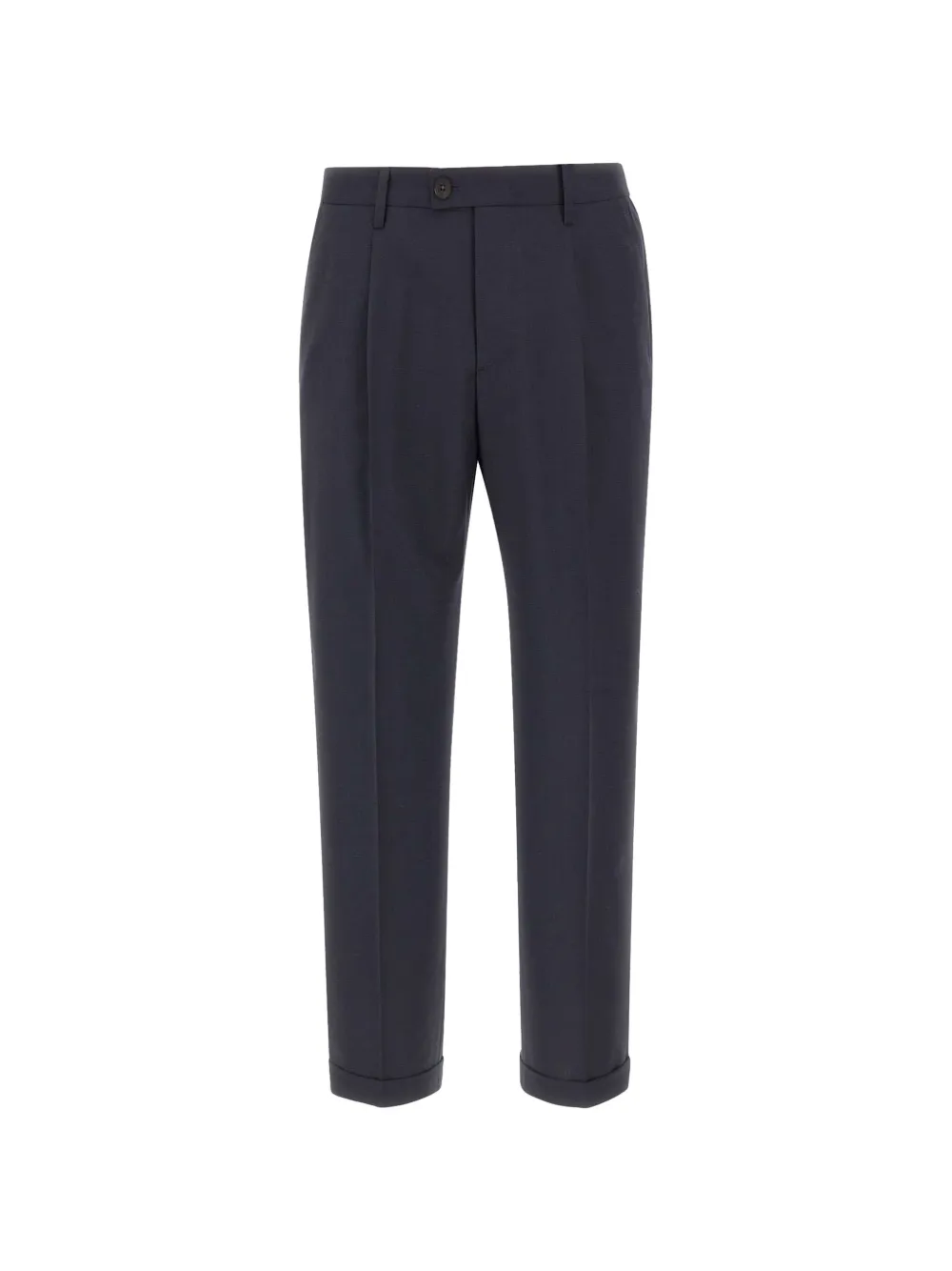 Devore Pleats Flap Wool Trousers In Blue